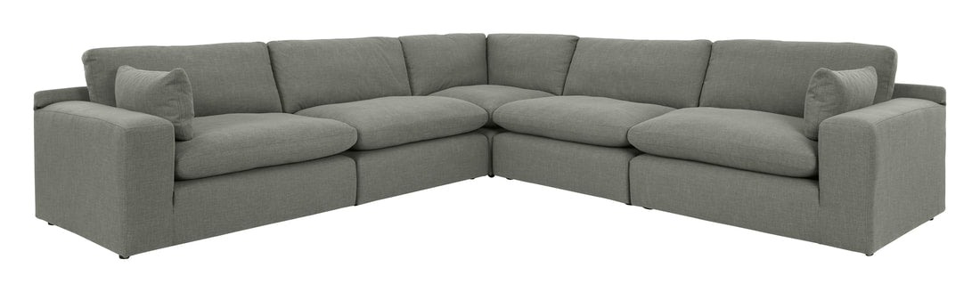 Elyza Smoke 5-Piece Sectional + Ottoman