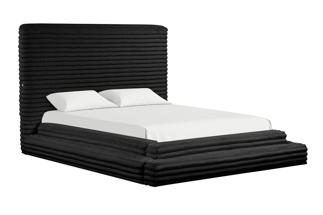 Mariah Black Platform Bed With Built In Chargers King/Queen