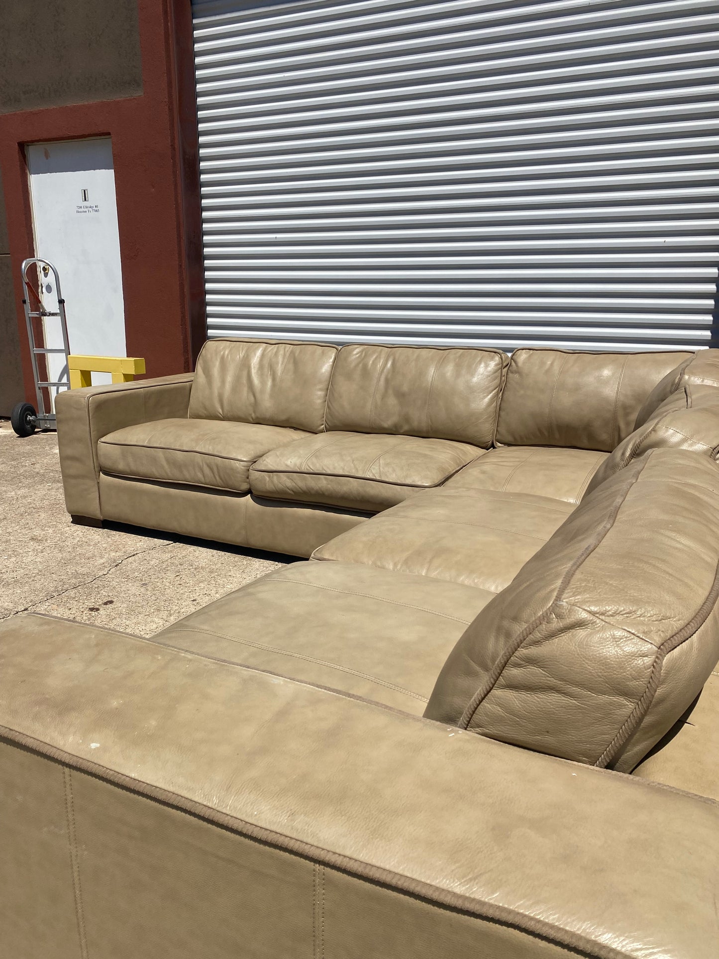 Tan Genuine Leather Sectional Couch