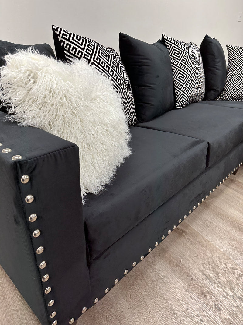 Monroe Black Velvet Sectional