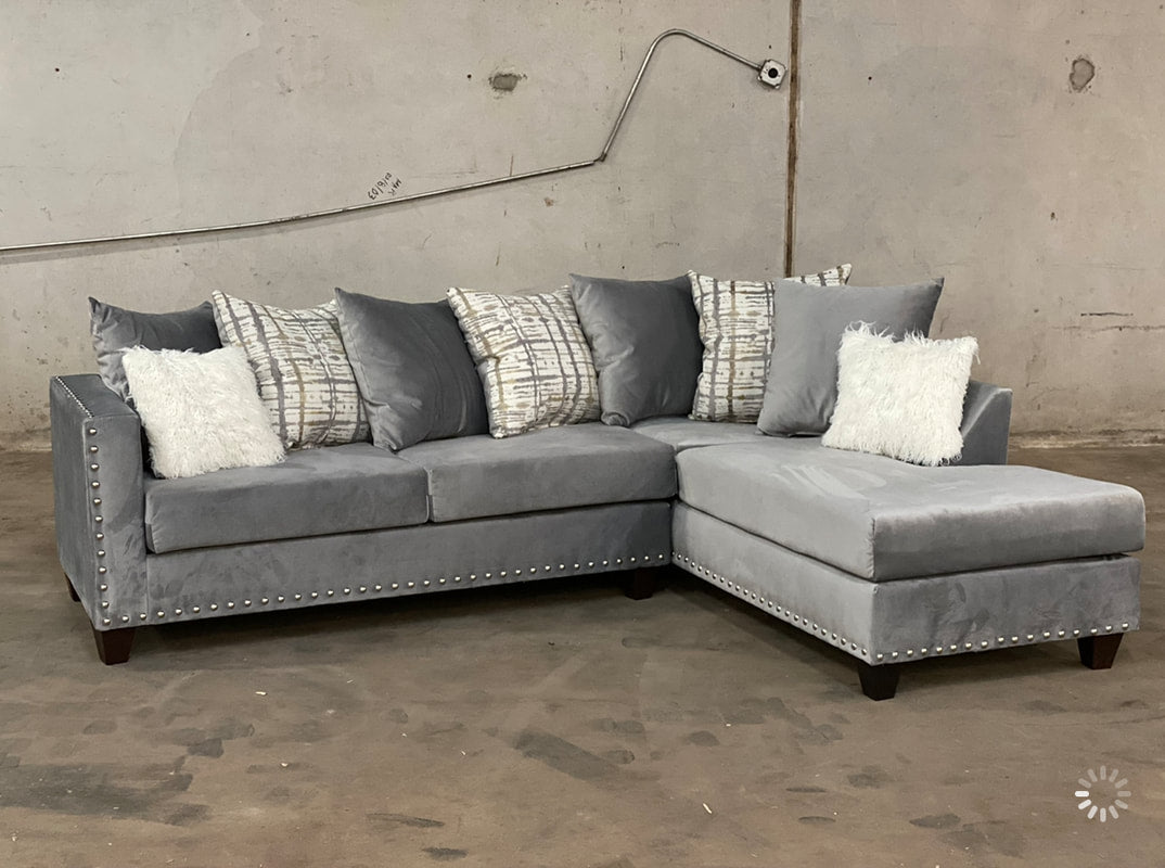 Monroe Grey Velvet Sectional