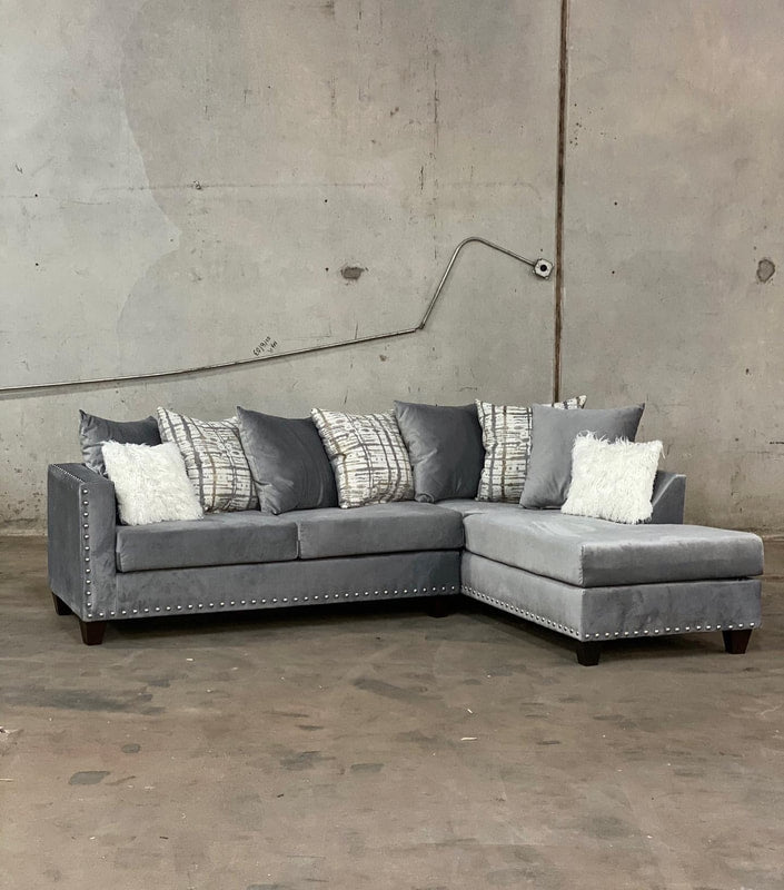 Monroe Grey Velvet Sectional