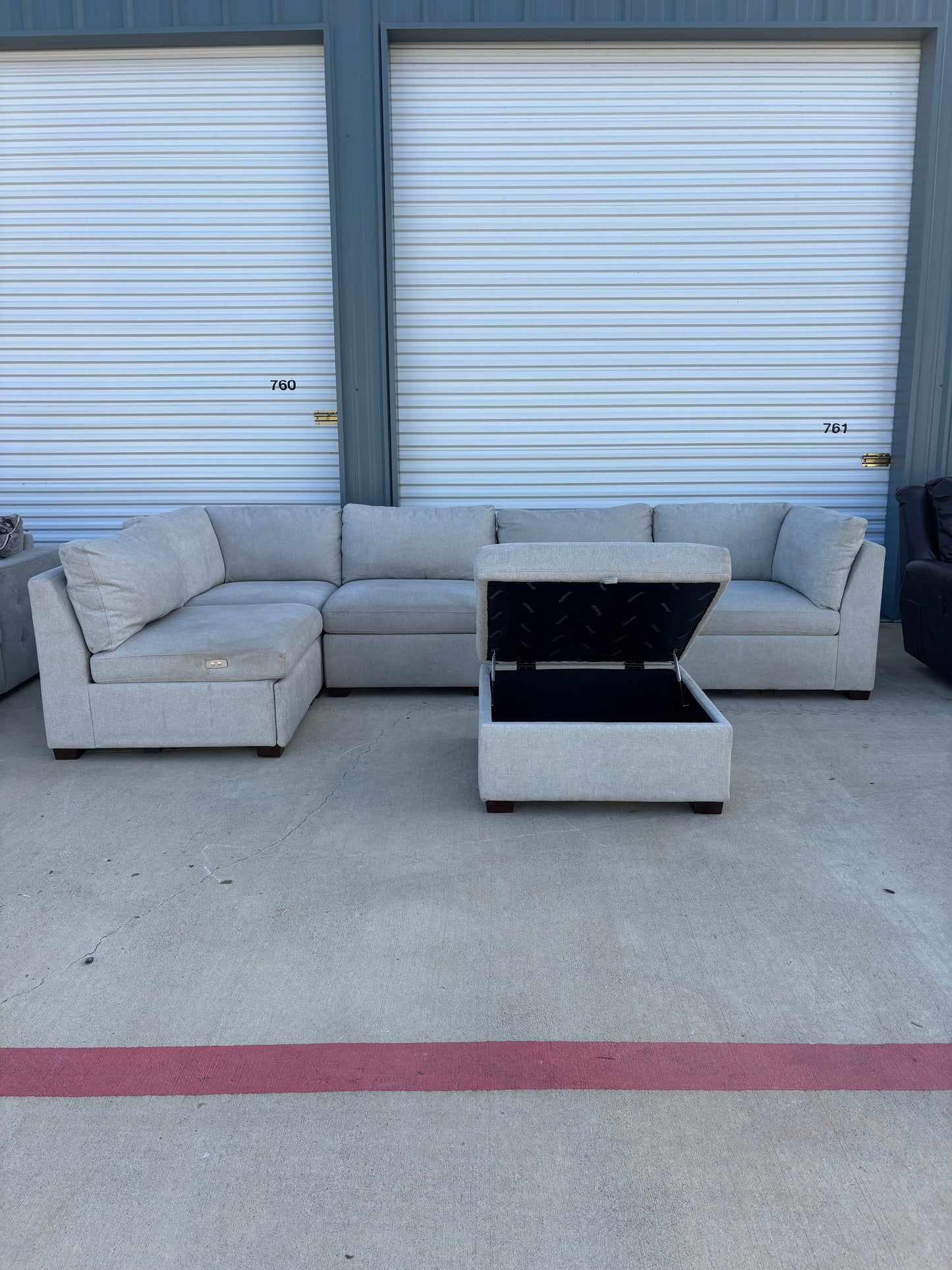 Grey Reclining Thomasville Sectional Couch