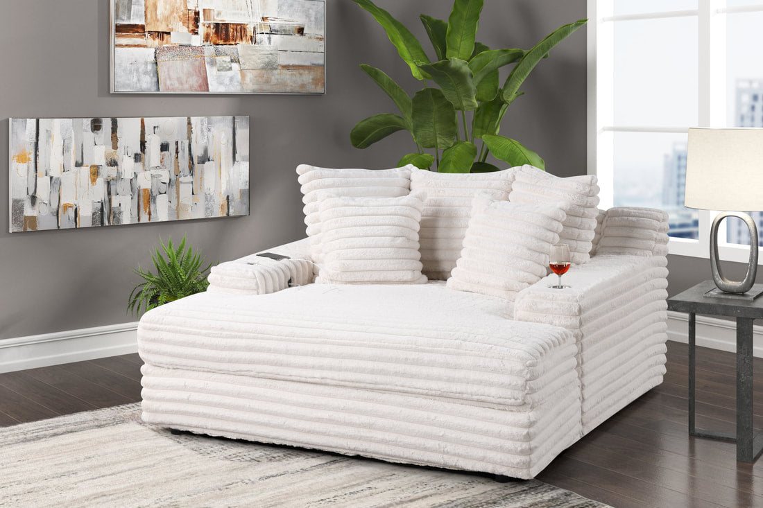 Beige XL Fluffy Chaise