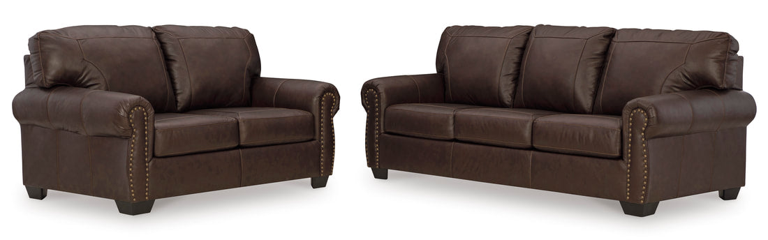 Dark Brown Genuine Leather Sofa & Loveseat