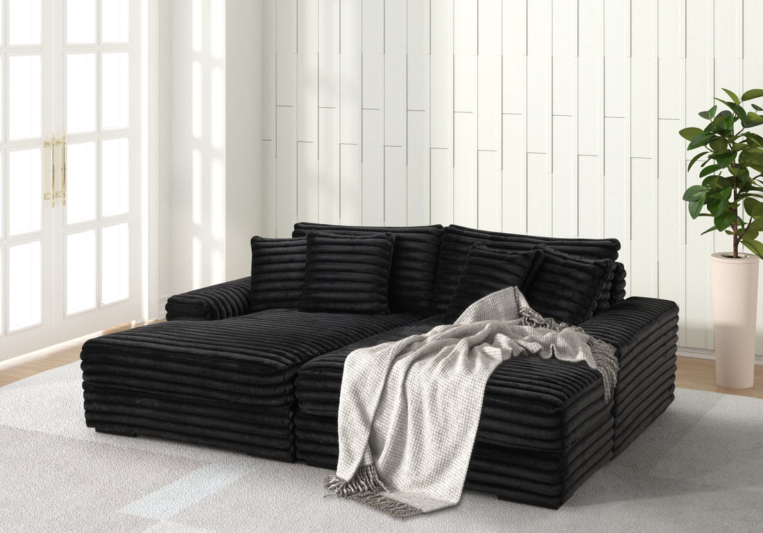 Black Oversized XL Double Chaise Lounge