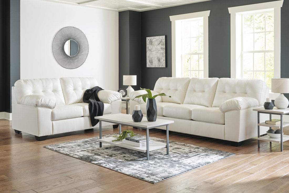 Ashley White Vinyl Faux Leather Sofa & Loveseat Living Room Set