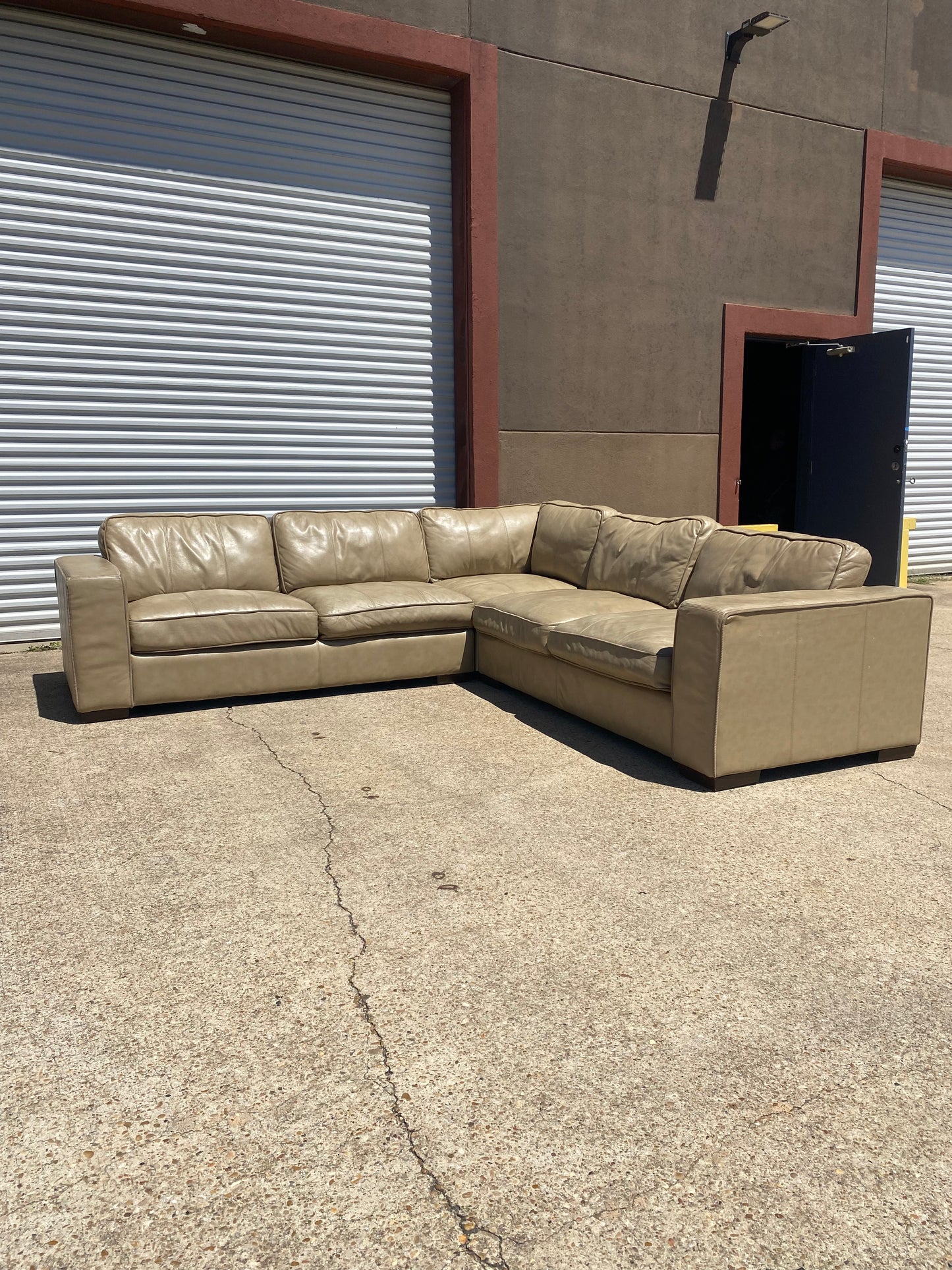 Tan Genuine Leather Sectional Couch