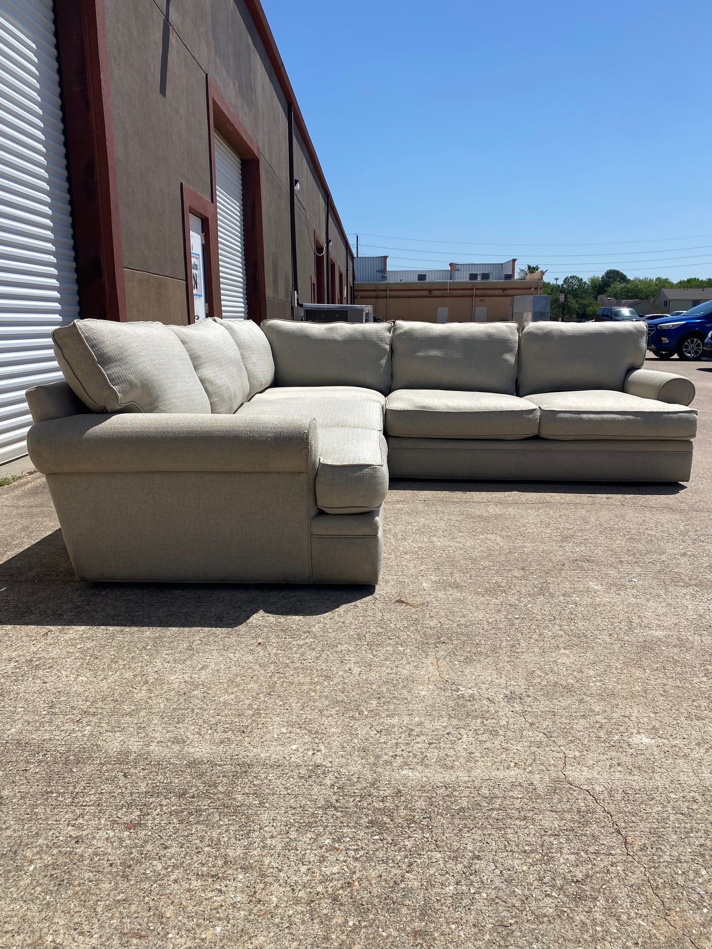 Beige Oversized Cindy Crawford Sectional Couch