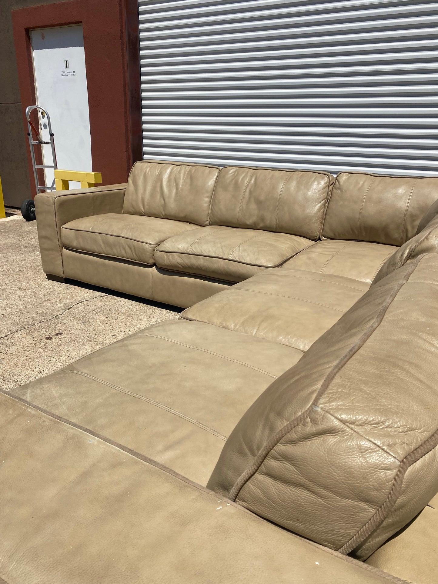 Tan Genuine Leather Sectional Couch