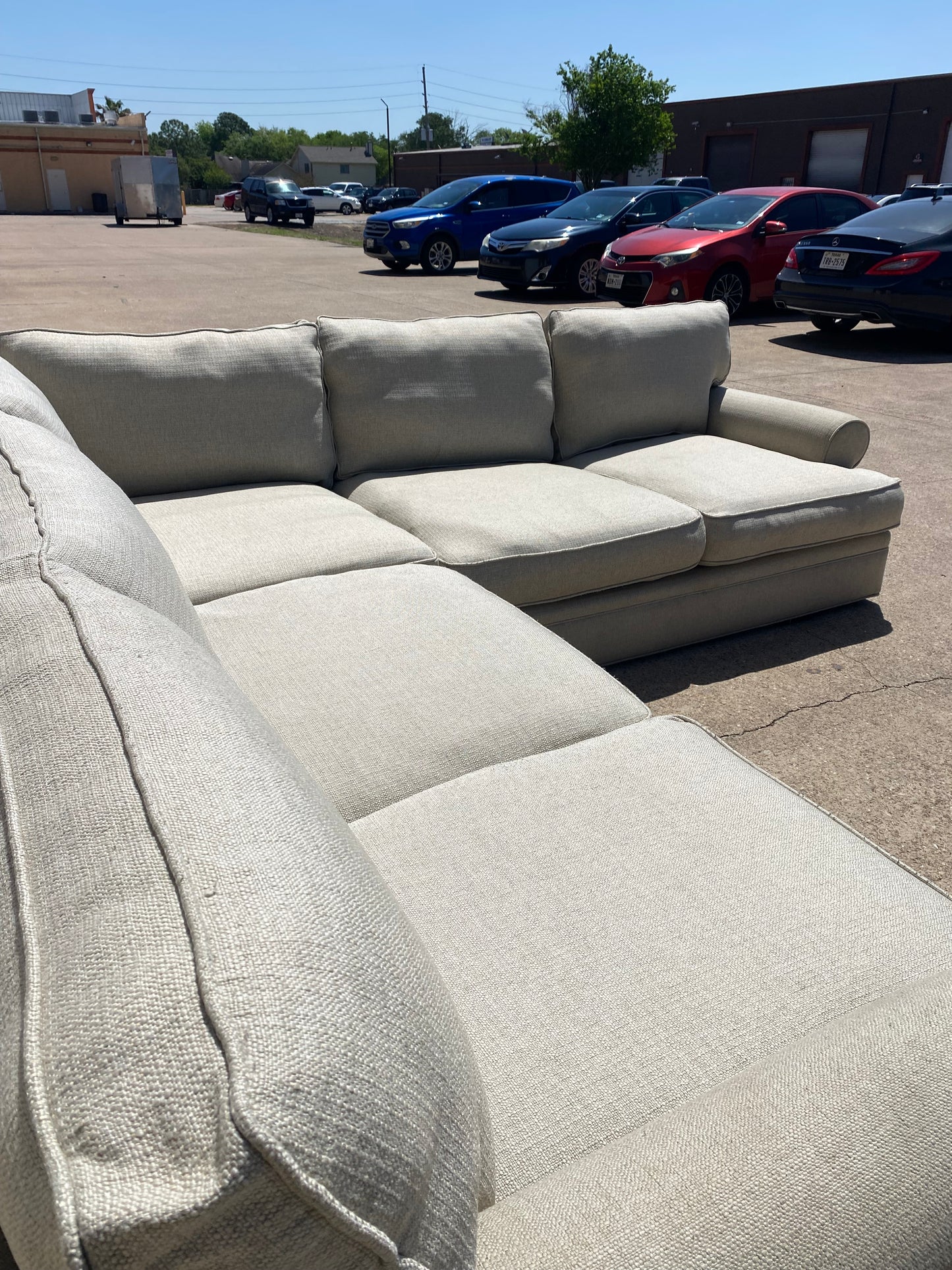 Beige Oversized Cindy Crawford Sectional Couch