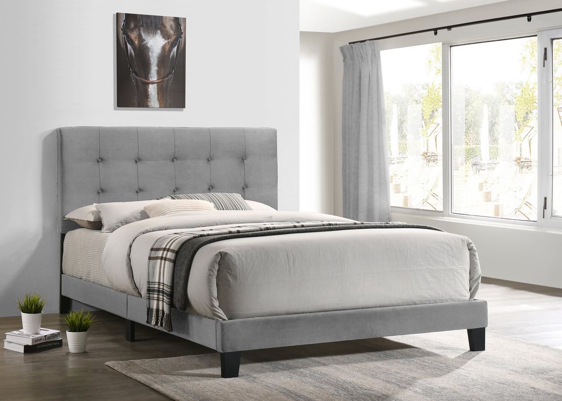 930 Gray Velvet Platform Bed King/Queen/Full/Twin
