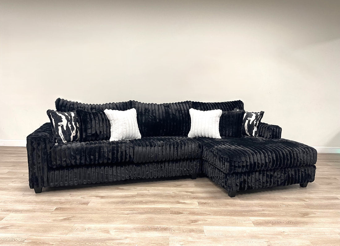 9500 Black Fluffy Sectional