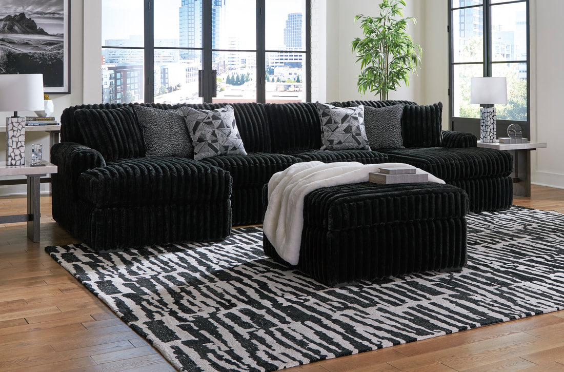 Ashley Black Fluffy Sectional