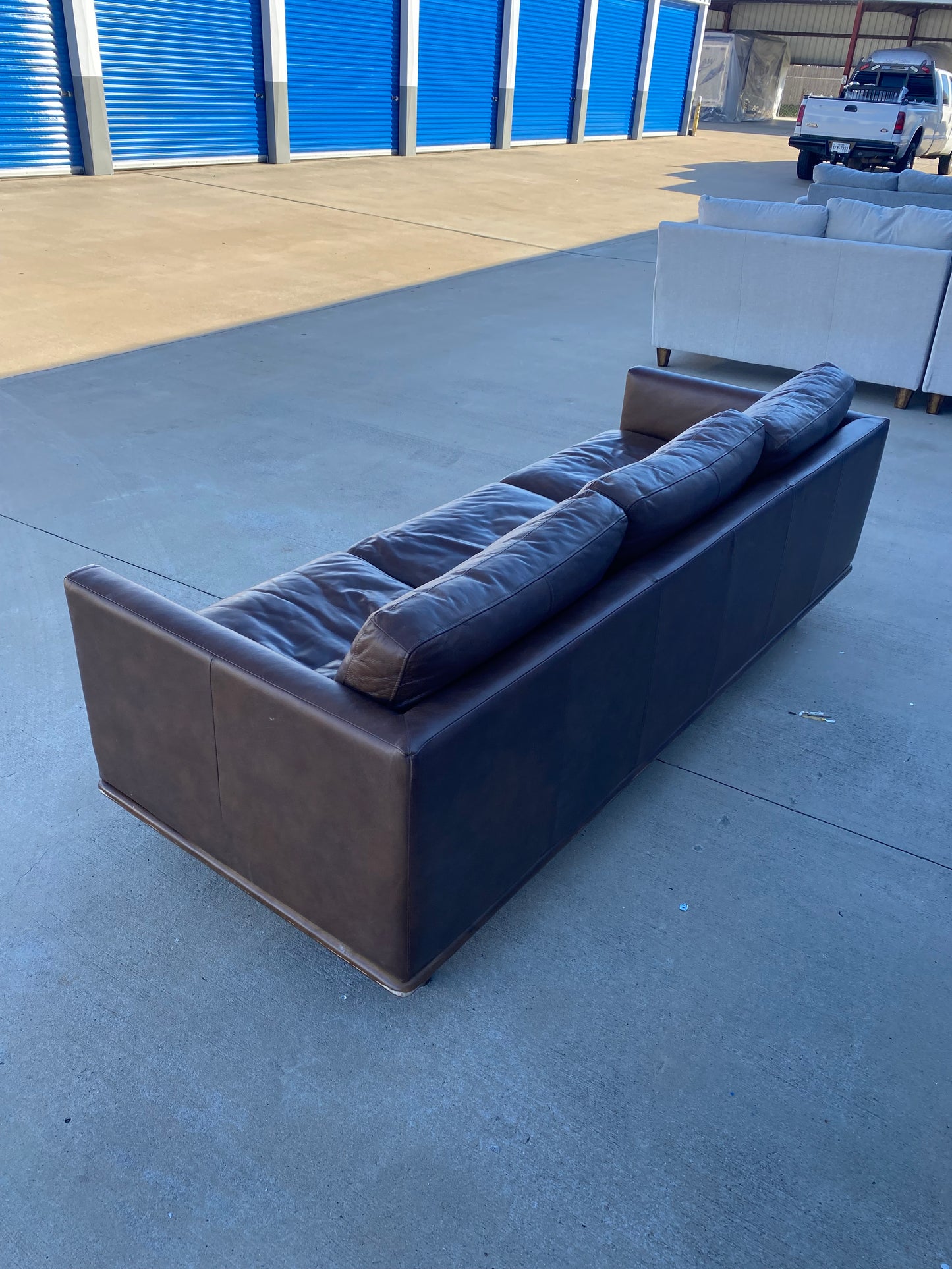 MCM Style Brown Genuine Leather Sectional