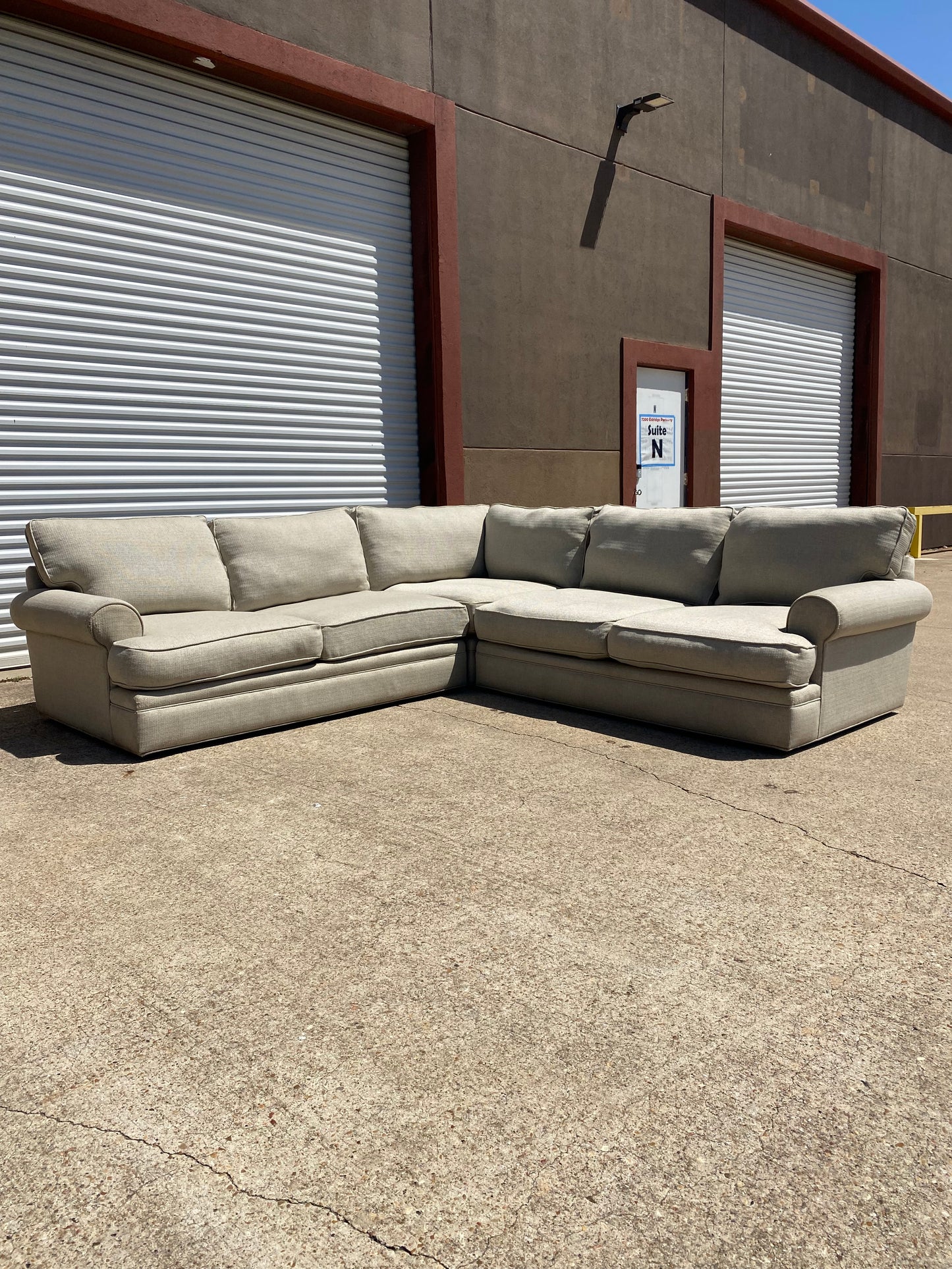 Beige Oversized Cindy Crawford Sectional Couch