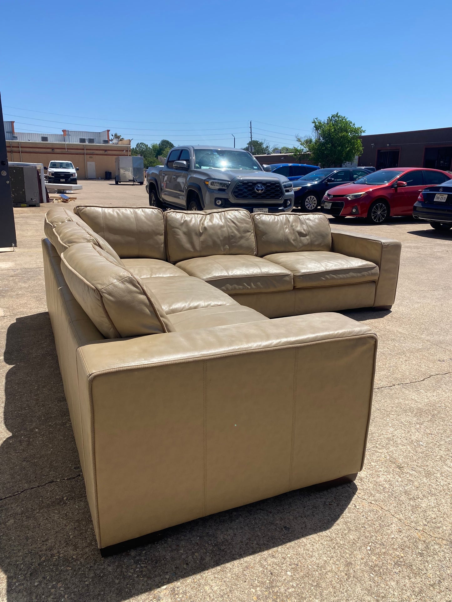 Tan Genuine Leather Sectional Couch