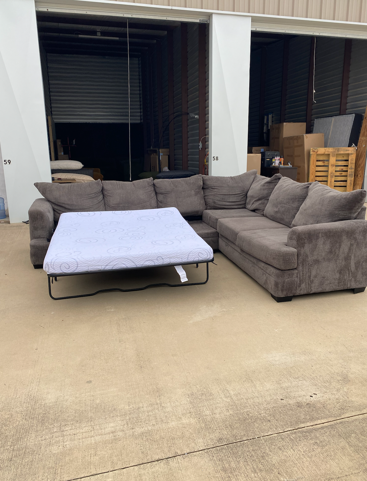 Dark Grey Sleeper Sectional Couch