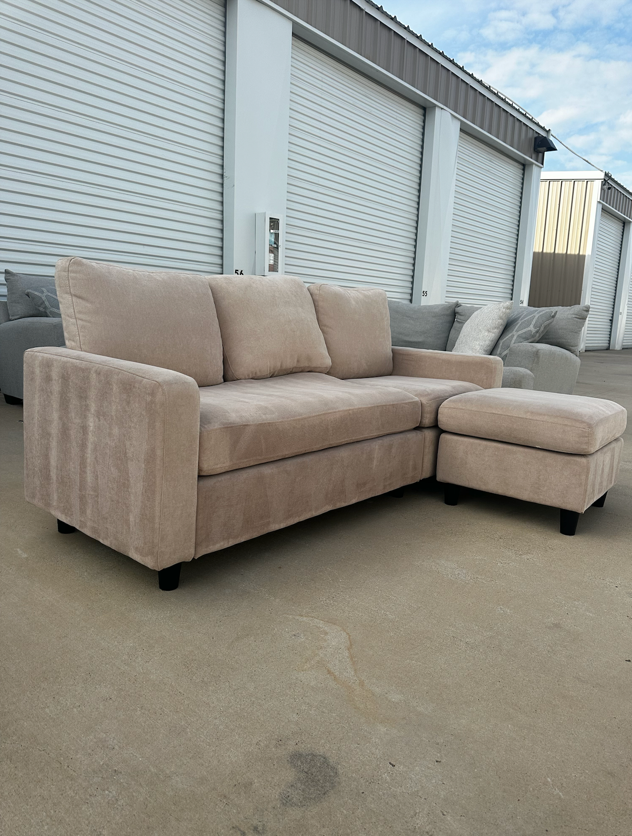 Tan Apartment sized Sectional Couch Reversible Chaise