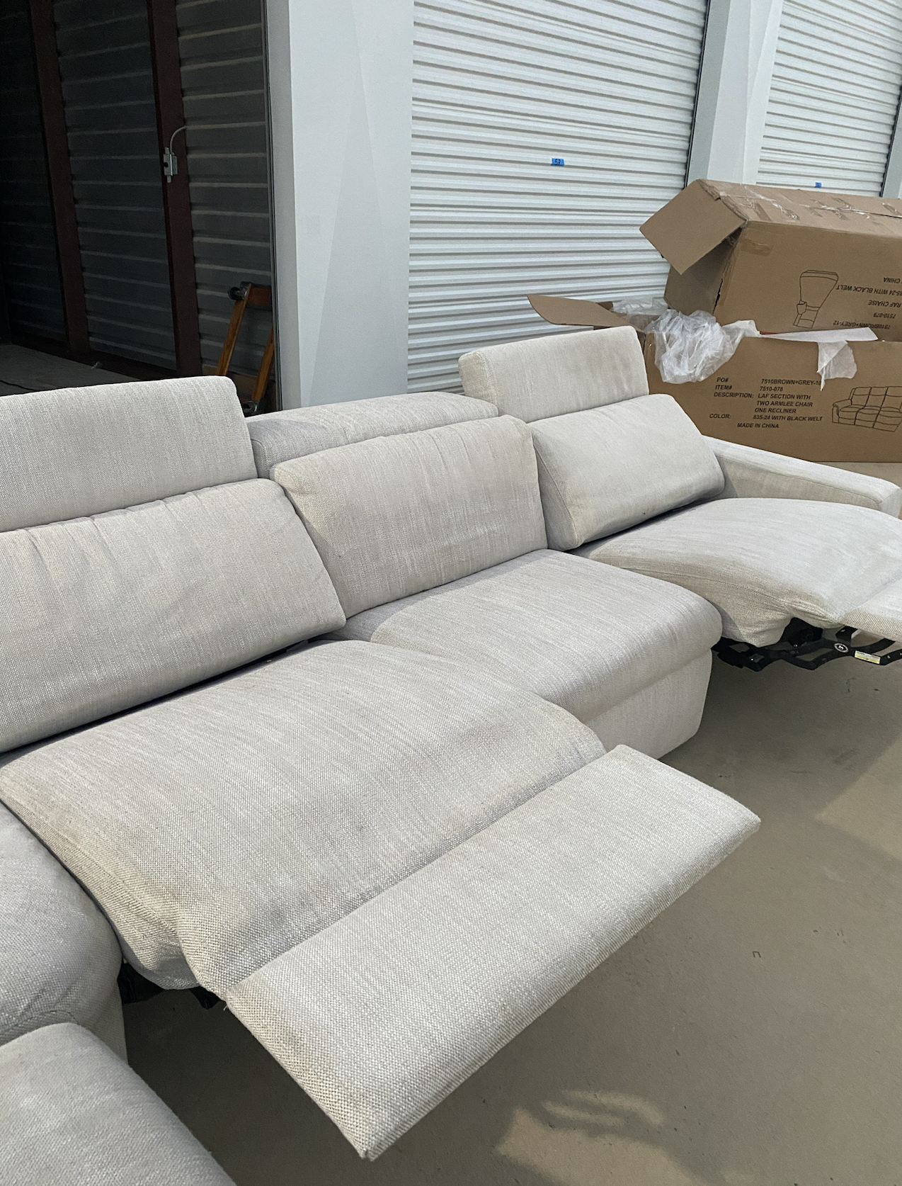 Light Grey Power Reclining Modular Sectional Couch
