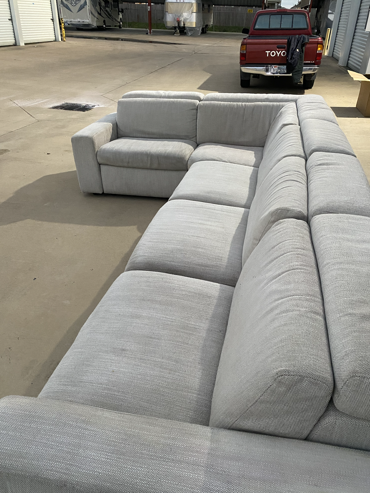 Light Grey Power Reclining Modular Sectional Couch