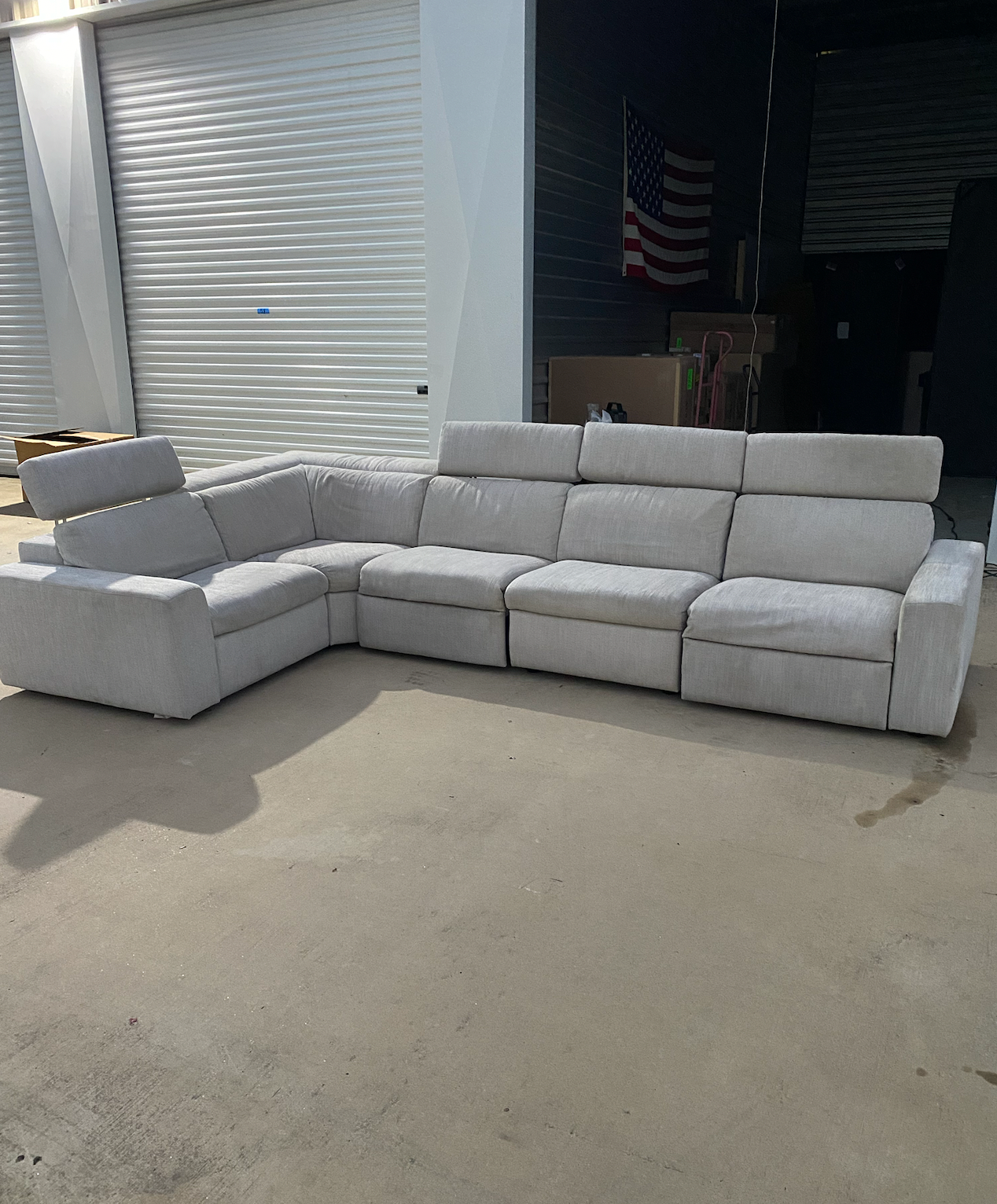 Light Grey Power Reclining Modular Sectional Couch