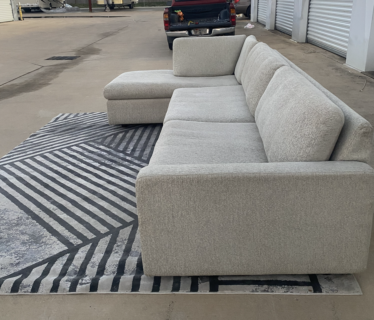 COR Modern Cream Sectional Couch & Rug