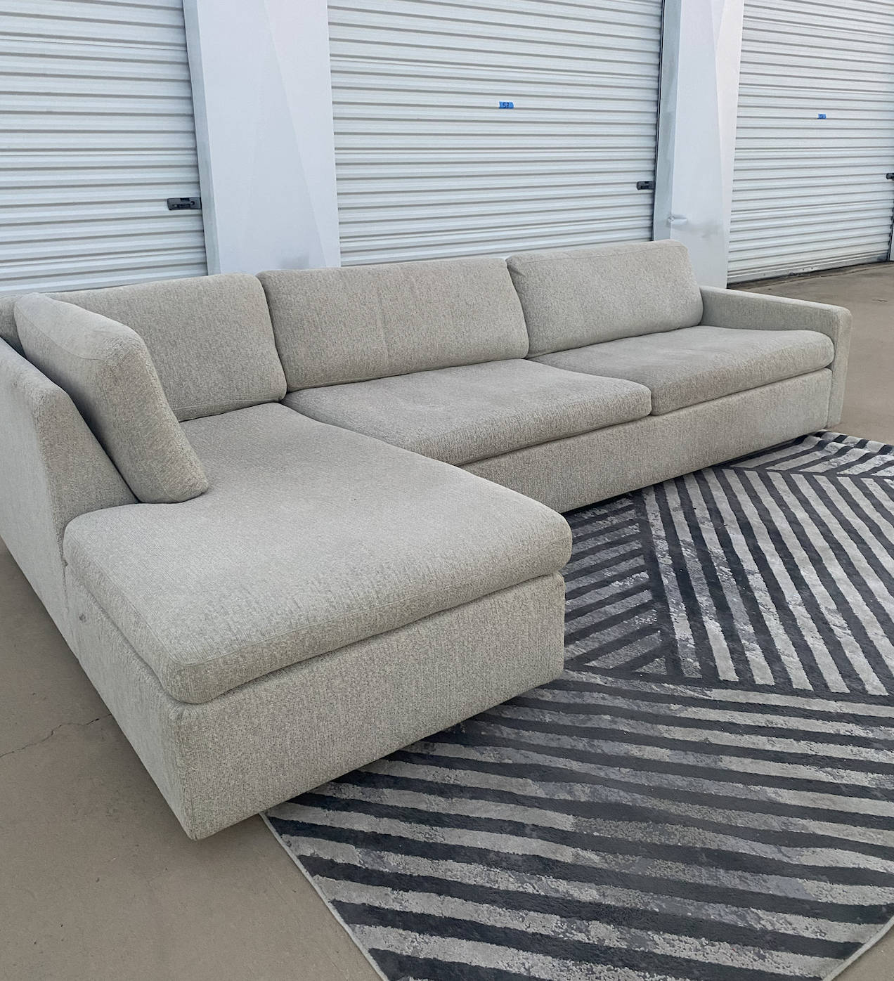COR Modern Cream Sectional Couch & Rug