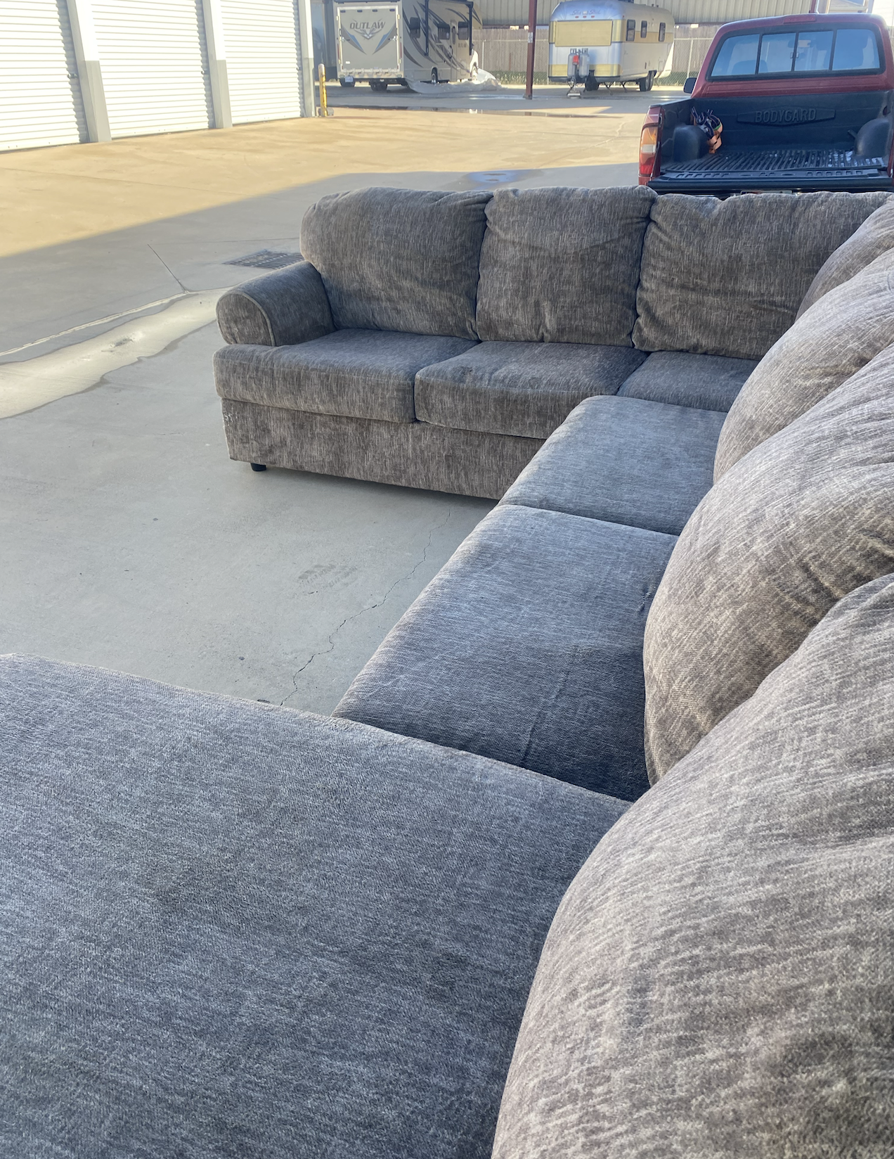 Beautiful Plush Gray/ Taupe Soft Large Sectional Couch
