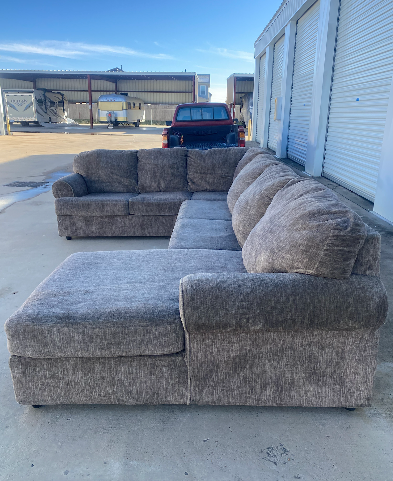 Beautiful Plush Gray/ Taupe Soft Large Sectional Couch