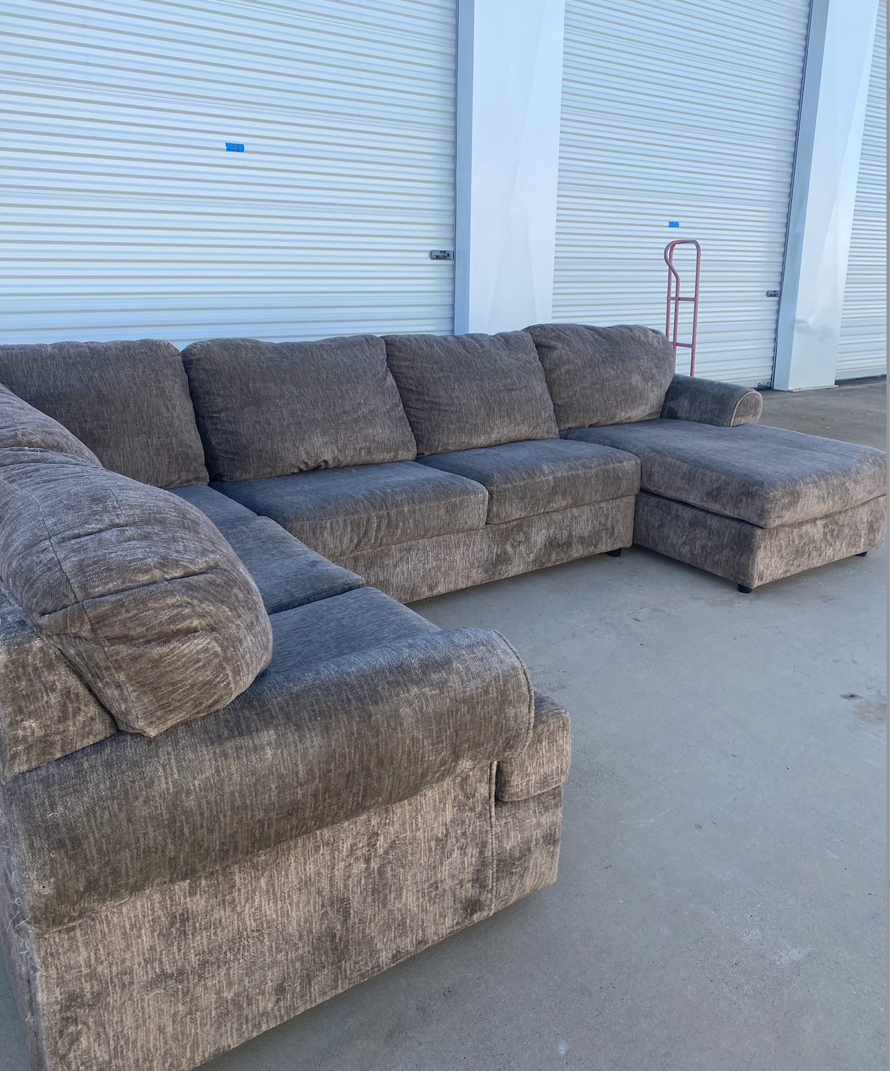 Beautiful Plush Gray/ Taupe Soft Large Sectional Couch