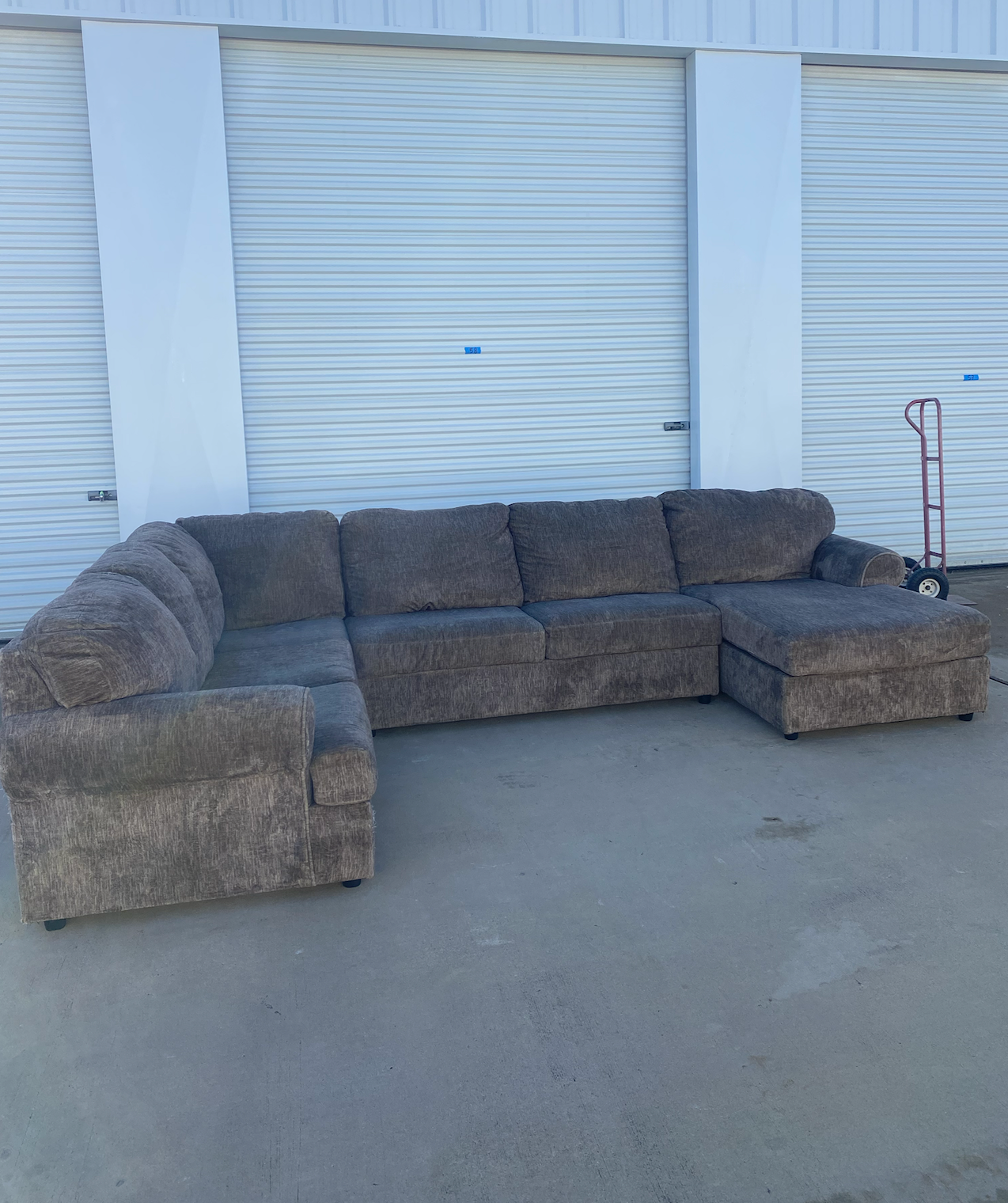 Beautiful Plush Gray/ Taupe Soft Large Sectional Couch