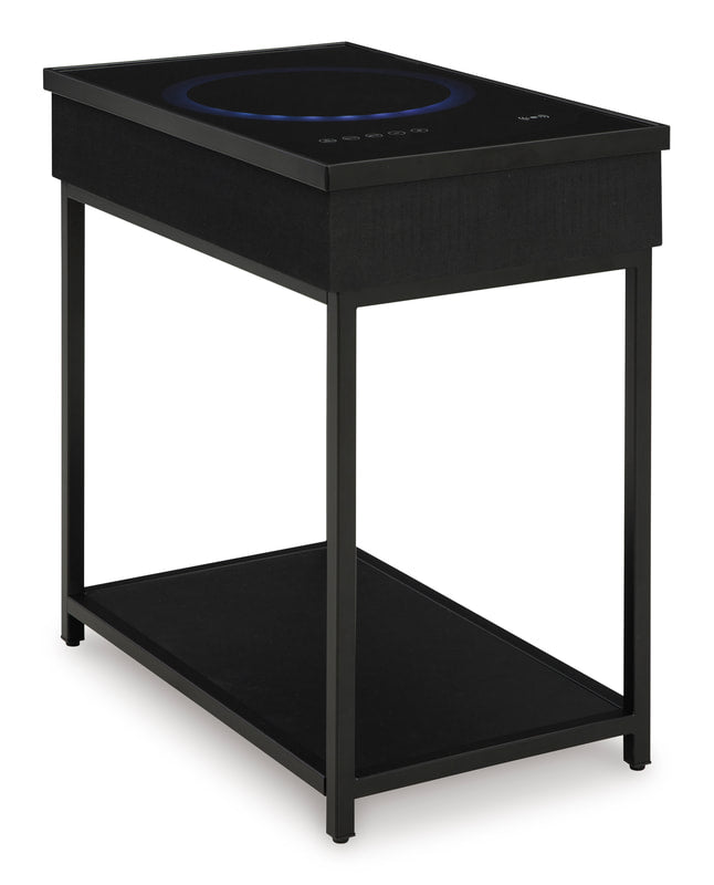 Black Smart End Table With Speakers & Charging Ports