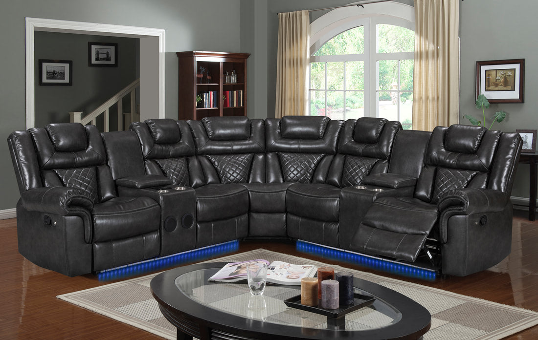 Alexa Grey Reclining Sectional Couch