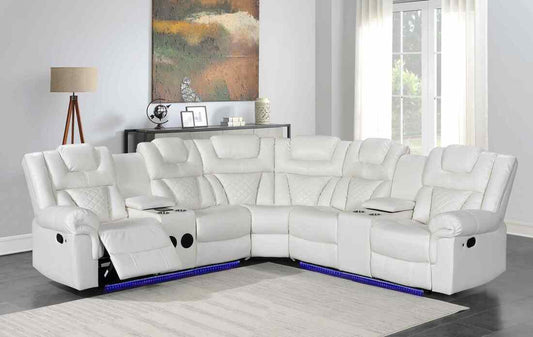 Alexa White Reclining Sectional Couch