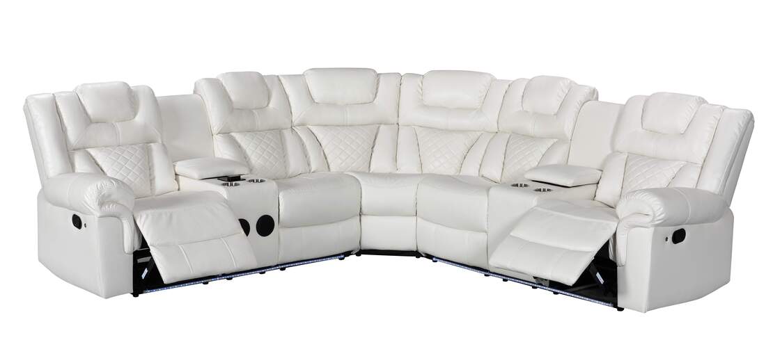 Alexa White Reclining Sectional Couch