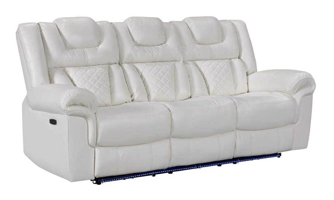 Alexa White 3 Piece Reclining Power Living Room Set