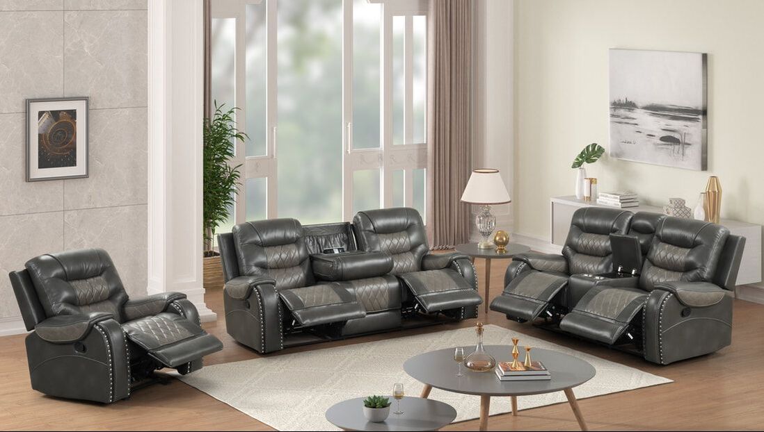 Ashley Grey Oversized 3 Piece Reclining Living Room Set