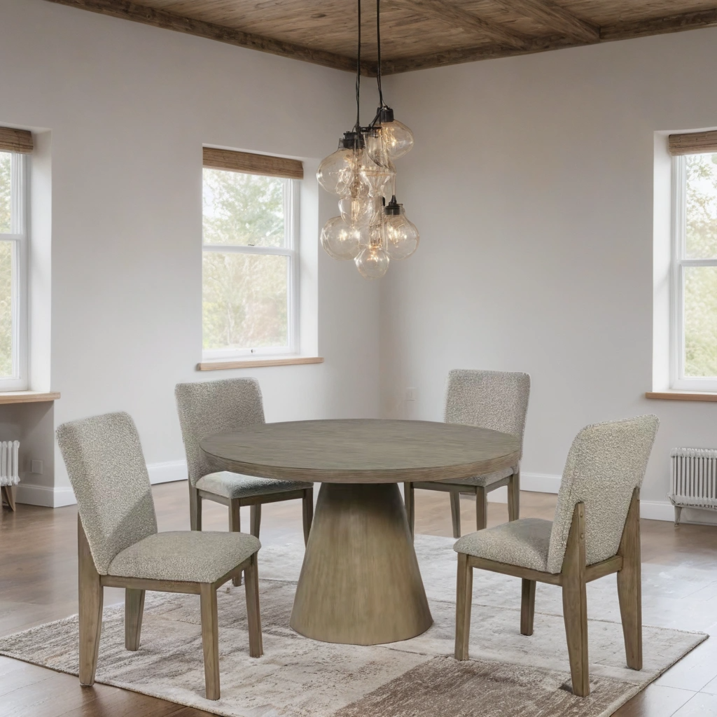 D550 Modern Round 5 Piece Dining Set