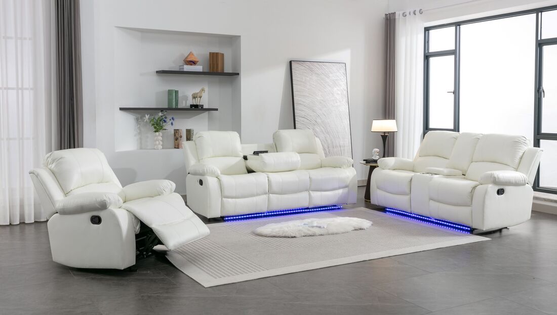 Daytona White 3 Piece Reclining Set