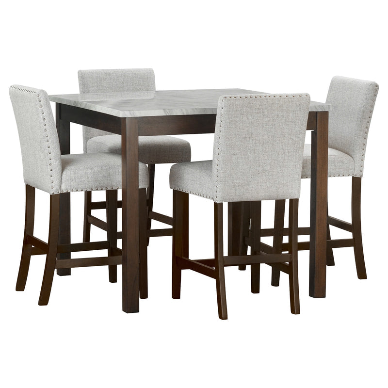 Dior 10 Dark Brown +Linen 5 Piece Dining Set