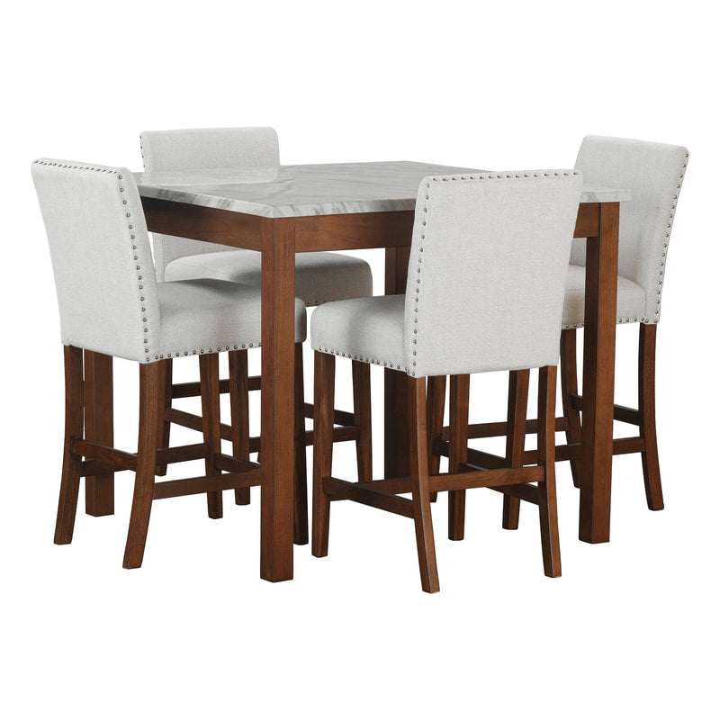 Dior 11 Light Brown + Linen 5 Piece Dining Set