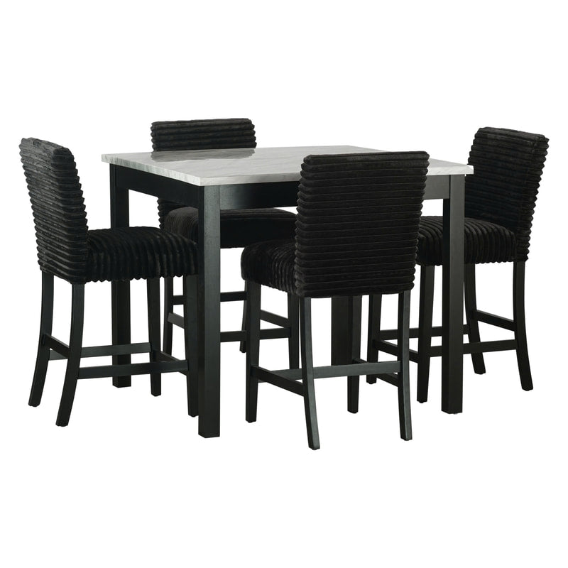 Dior 13 Black + Fluffy Fabric 5 Piece Dining Set