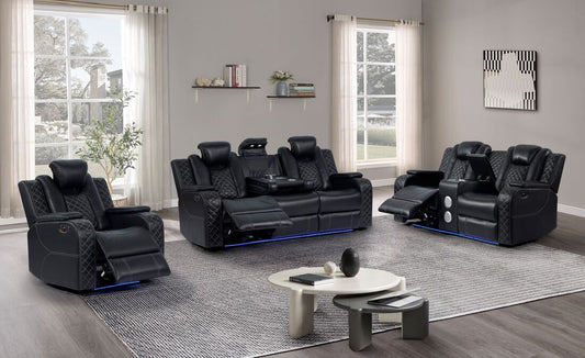 Galaxy Black 3 Piece Power Reclining Living Room Set