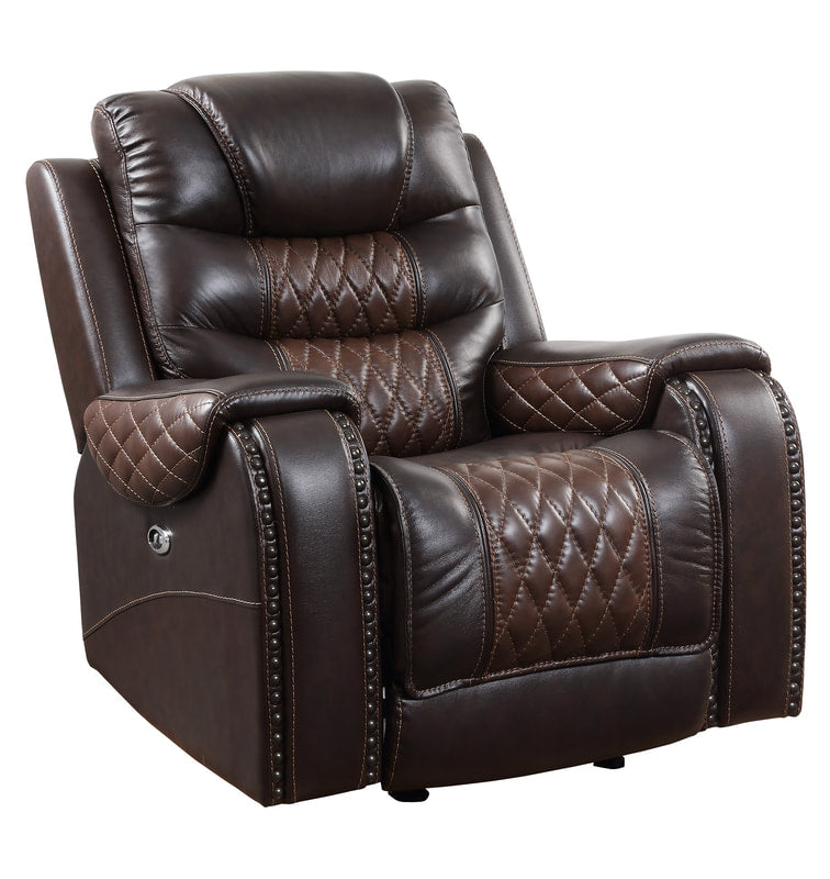 Harley Power Brown 3 Piece Top Grain Leather Power Recliner