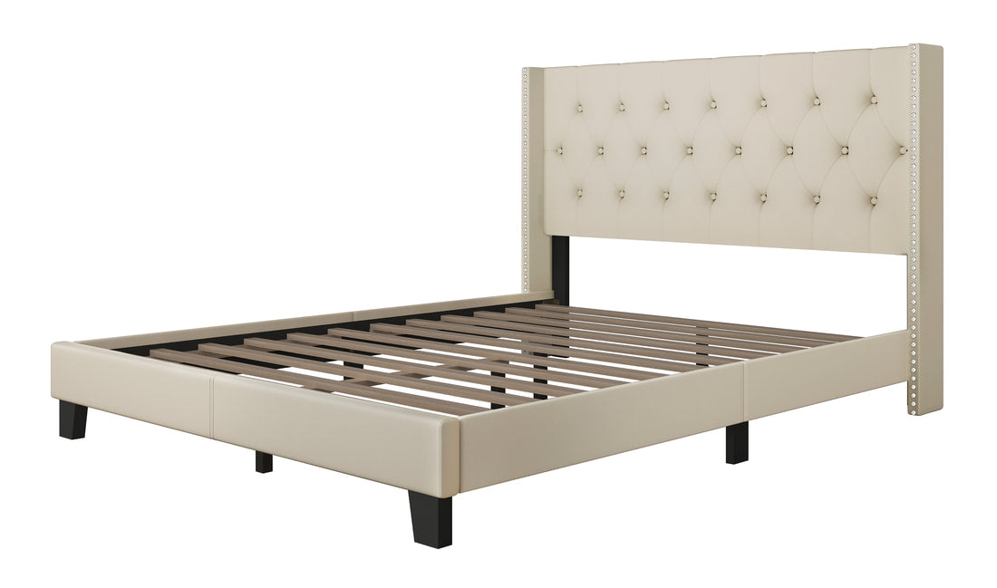 HH740 Beige Platform Bed King/Queen/Full/Twin