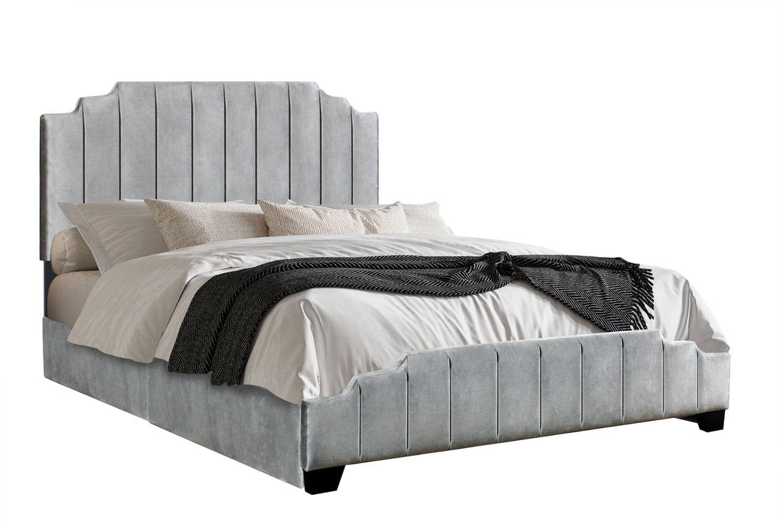 HH970 Gray Velvet Platform Bed With Drawer Storage King/Queen/Full