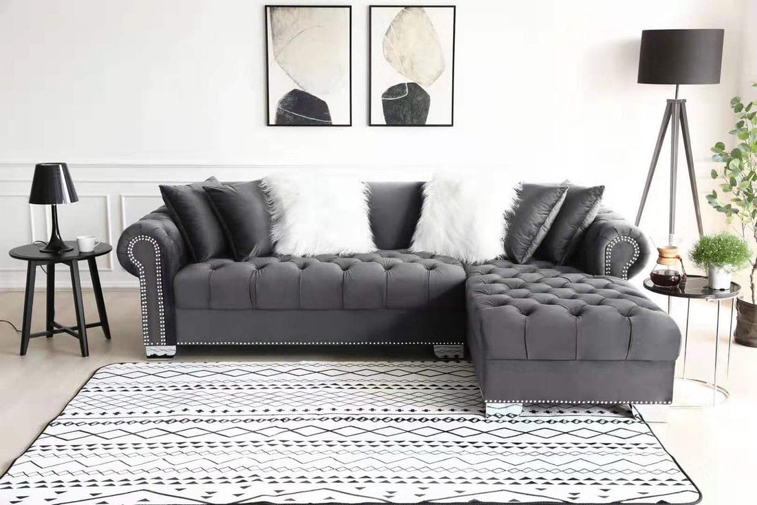 Royal Grey Velvet Sectional