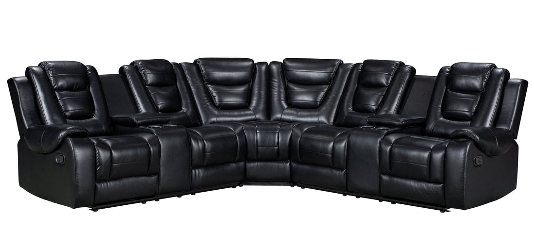 Jordan Black Reclining Sectional Couch