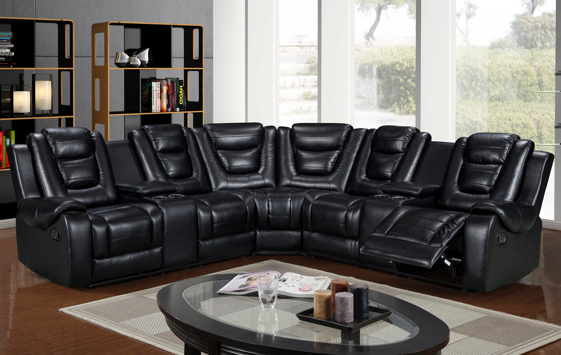 Jordan Black Reclining Sectional Couch